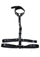 Rouge Female Leather Adjustable Body Harness With Choker -...